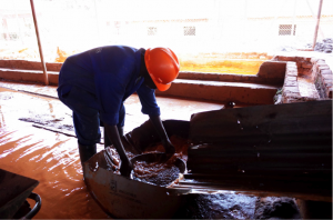 Processing of mineral on the mining site of Rutongo, Rwanda
