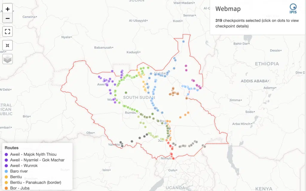 webmap checkpoints S Sudan