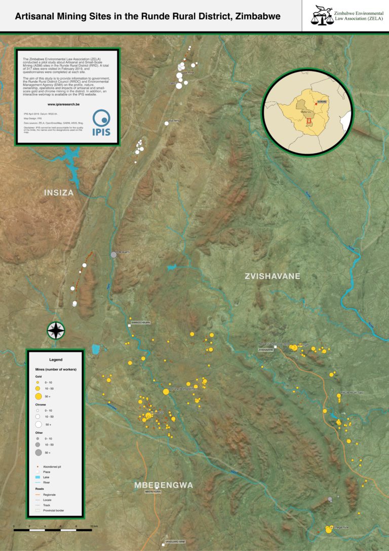 Artisanal and small-scale mining mapping in the Runde Rural District of ...